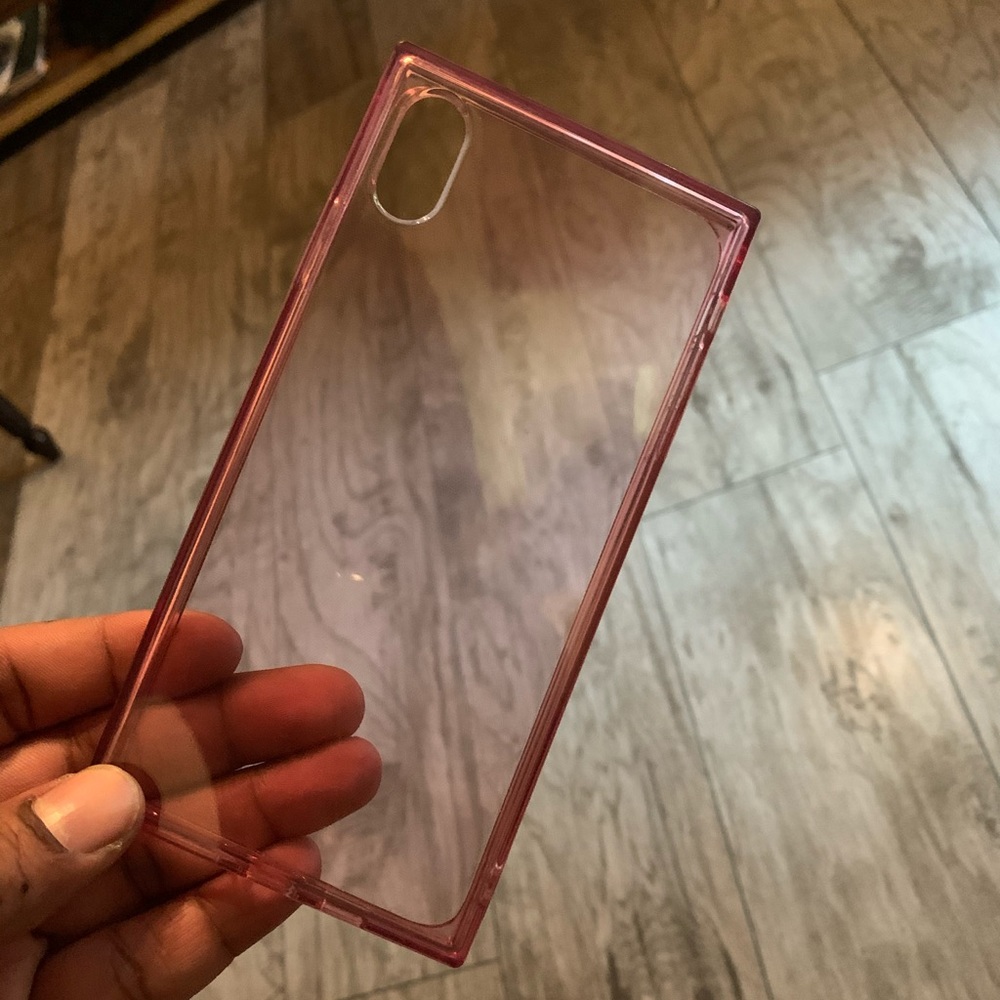 Pink Squared transparent iPhone XS Max case